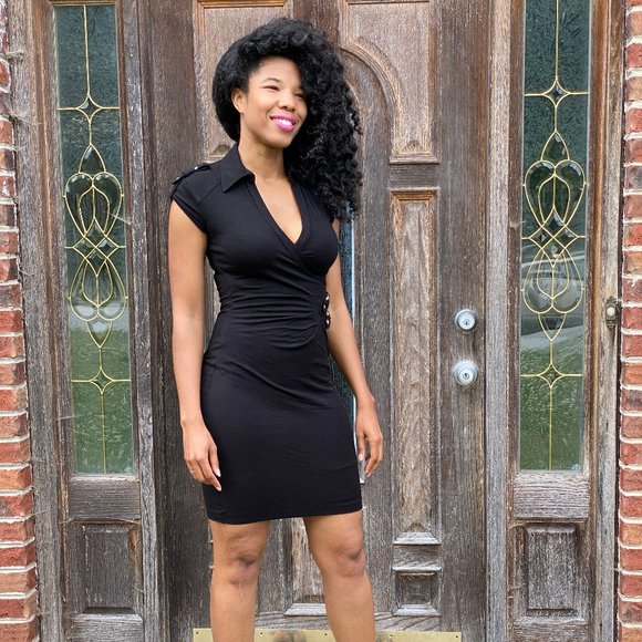 Cache Mini Black Bodycon Dress - Picture 1 of 8